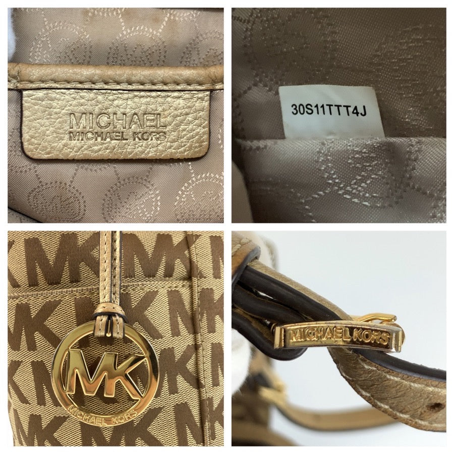 25983
Michael Kors マイケルコース MKロゴ ベージュ ブラウン ゴールド金具 キャンバス 30S11TTT4J トートバッグ ショルダーバッグ レディース AB3