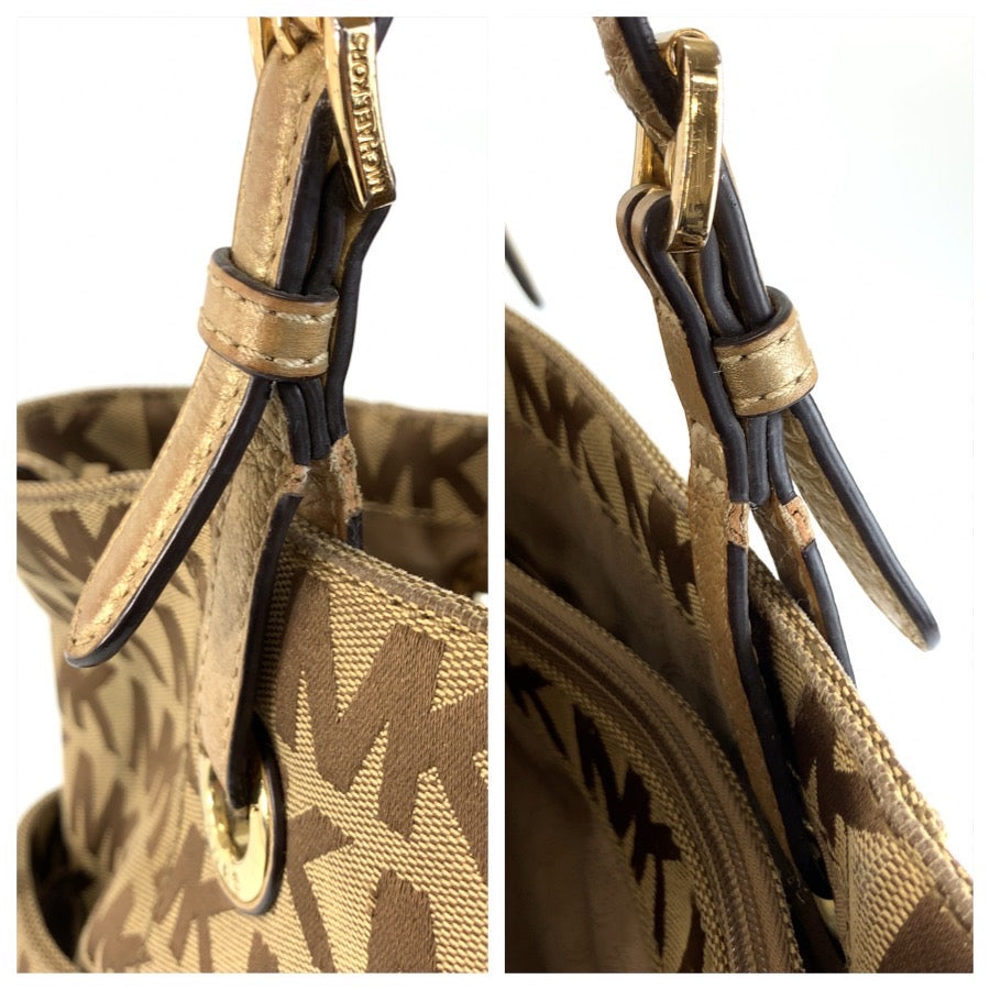25983
Michael Kors マイケルコース MKロゴ ベージュ ブラウン ゴールド金具 キャンバス 30S11TTT4J トートバッグ ショルダーバッグ レディース AB3