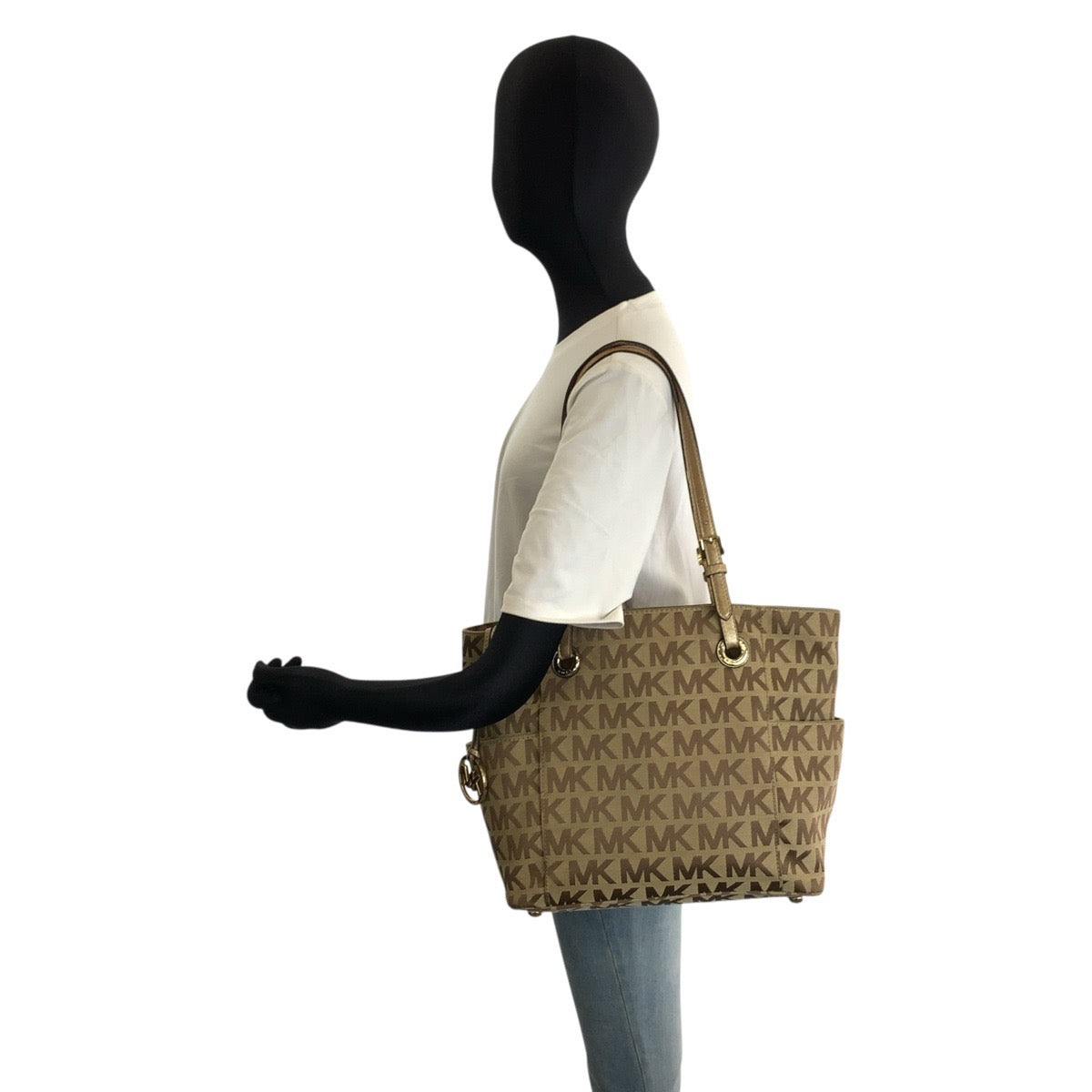 25983
Michael Kors マイケルコース MKロゴ ベージュ ブラウン ゴールド金具 キャンバス 30S11TTT4J トートバッグ ショルダーバッグ レディース AB3