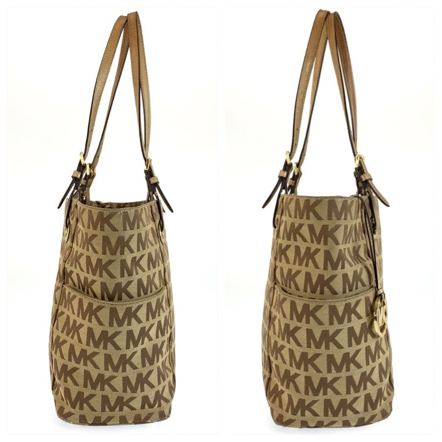 25983
Michael Kors マイケルコース MKロゴ ベージュ ブラウン ゴールド金具 キャンバス 30S11TTT4J トートバッグ ショルダーバッグ レディース AB3