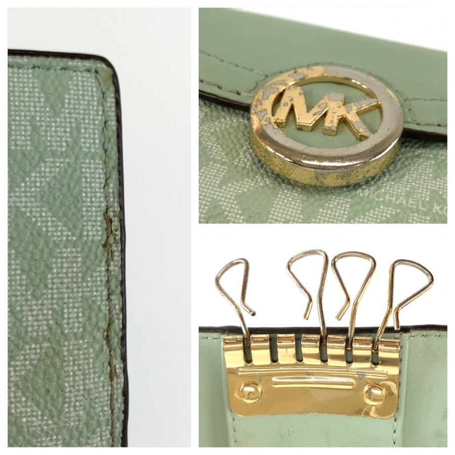 25984
Michael Kors マイケルコース グリーン ミントグリーン ゴールド金具 レザー キーケース レディース AB2