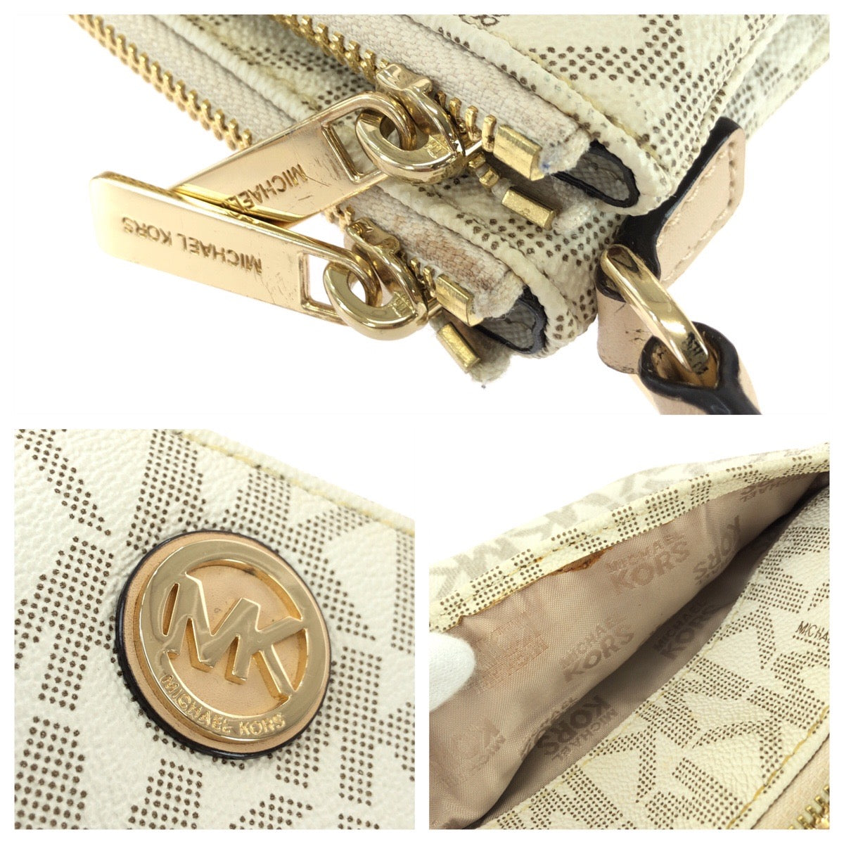 25985
Michael Kors マイケルコース JET SET ITEM MKロゴ ホワイト ゴールド金具 PVC 35T6GFTC7B ショルダーバッグ レディース ABP9