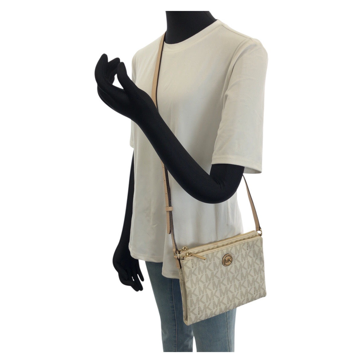 25985
Michael Kors マイケルコース JET SET ITEM MKロゴ ホワイト ゴールド金具 PVC 35T6GFTC7B ショルダーバッグ レディース ABP9