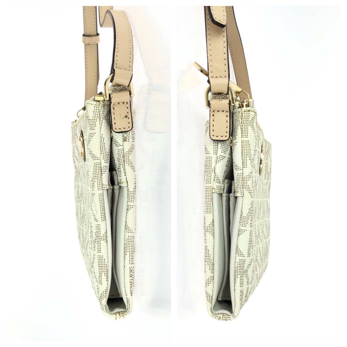 25985
Michael Kors マイケルコース JET SET ITEM MKロゴ ホワイト ゴールド金具 PVC 35T6GFTC7B ショルダーバッグ レディース ABP9