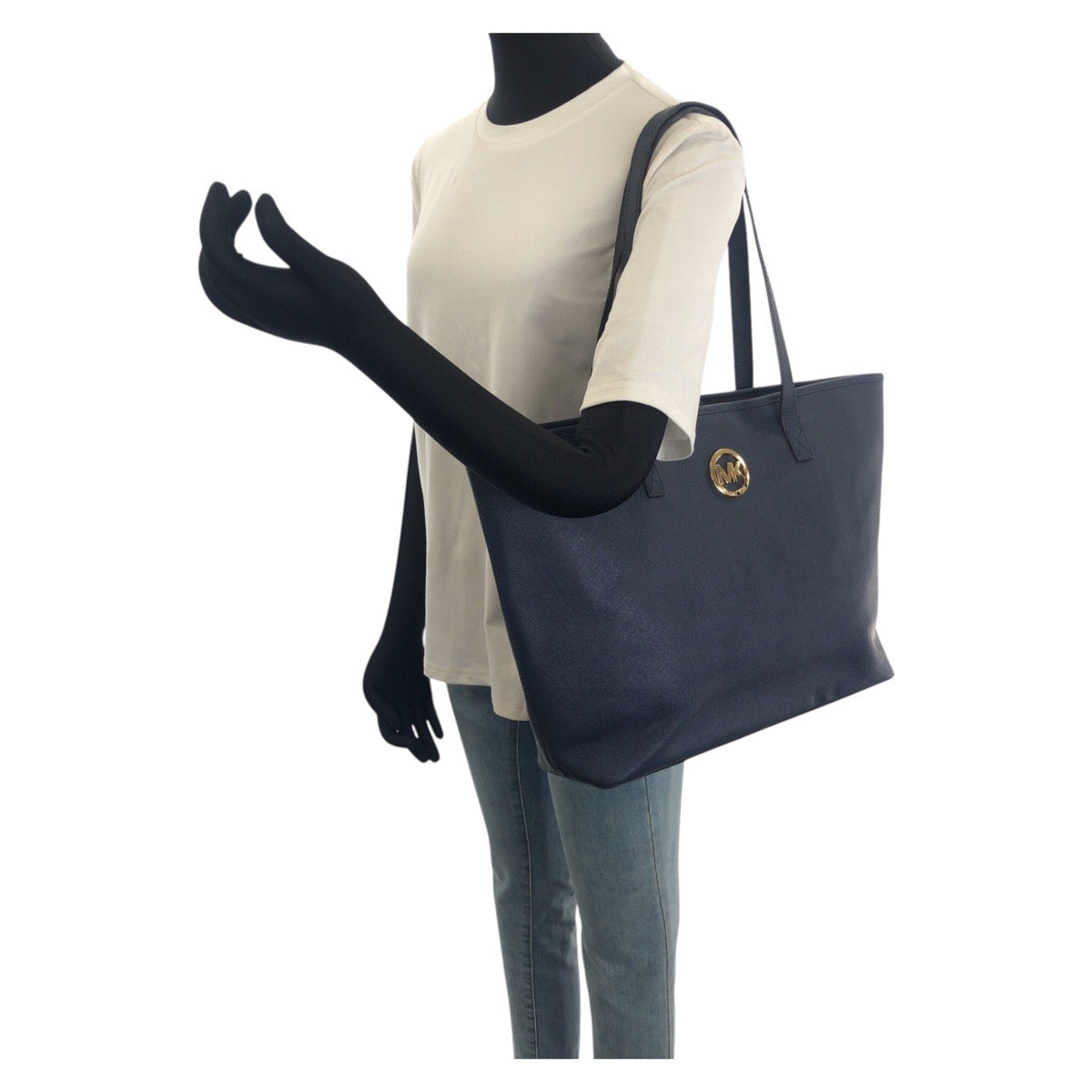 25986
Michael Kors マイケルコース JET SET TRAVEL ネイビー ゴールド金具 レザー 35S3GTVT2T トートバッグ ショルダーバッグ レディース AB3