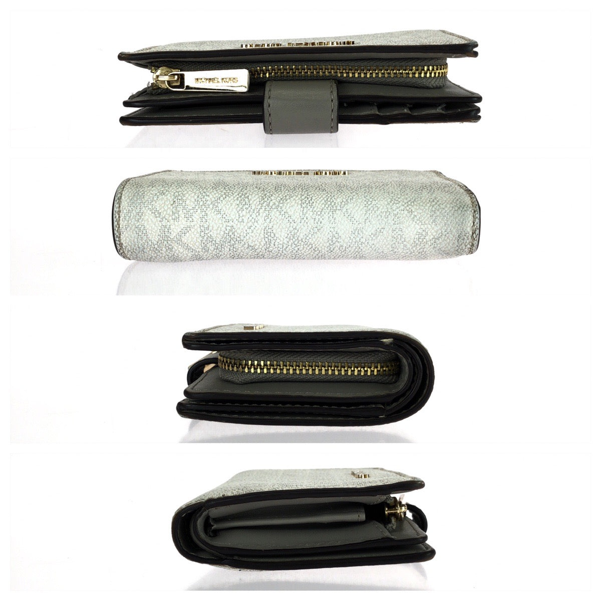 25988
Michael Kors マイケルコース JET SET TRAVEL ホワイト グレー ゴールド金具 PVC 35F8GTVF2B 折財布 コンパクトウォレット レディース ABP3