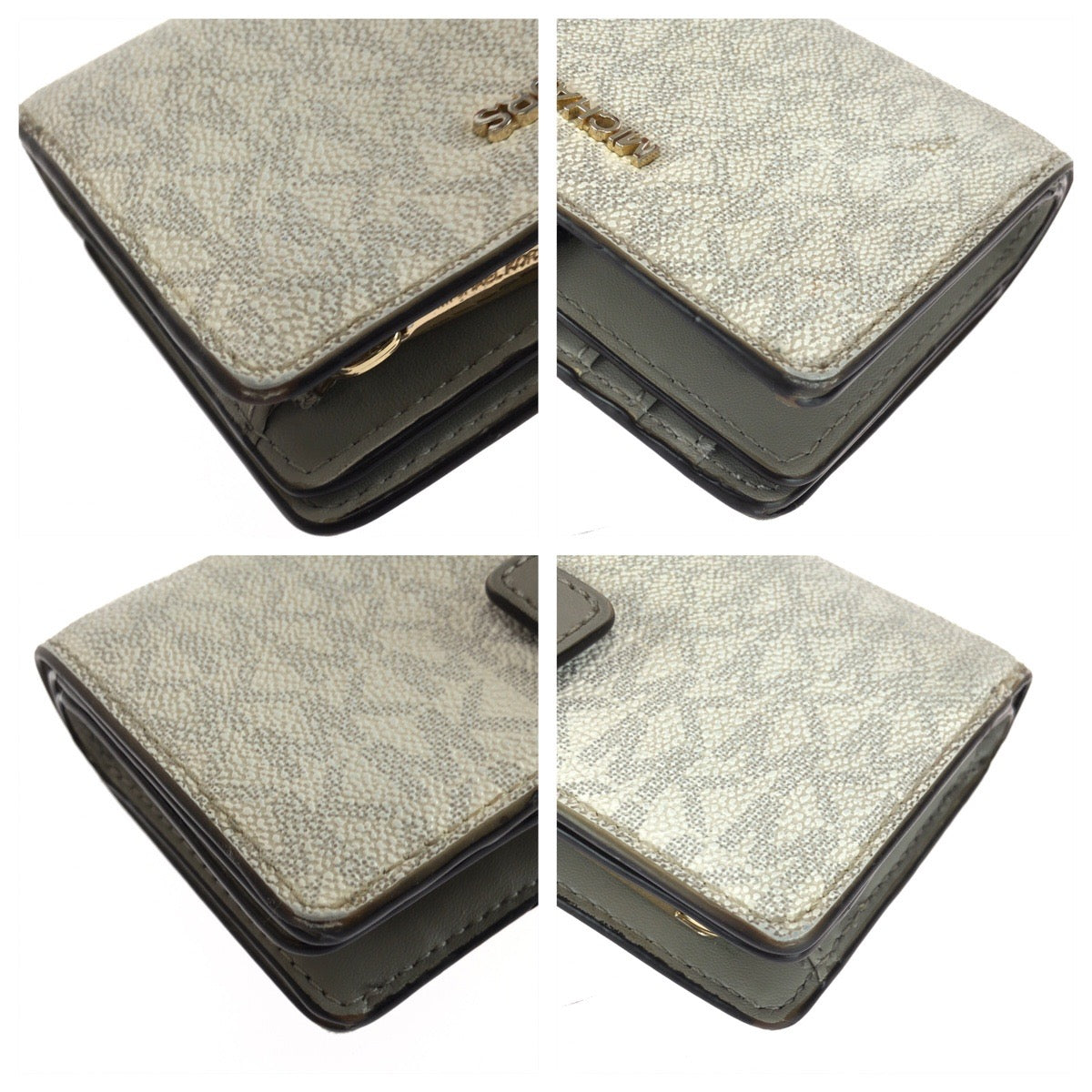 25988
Michael Kors マイケルコース JET SET TRAVEL ホワイト グレー ゴールド金具 PVC 35F8GTVF2B 折財布 コンパクトウォレット レディース ABP3