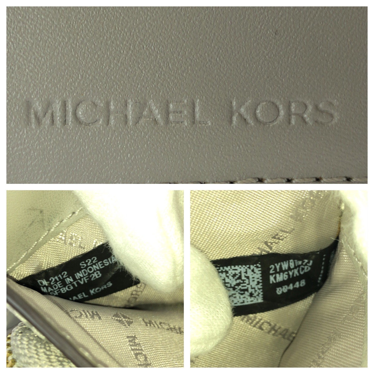 25988
Michael Kors マイケルコース JET SET TRAVEL ホワイト グレー ゴールド金具 PVC 35F8GTVF2B 折財布 コンパクトウォレット レディース ABP3