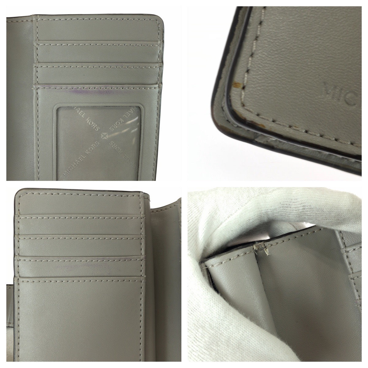 25988
Michael Kors マイケルコース JET SET TRAVEL ホワイト グレー ゴールド金具 PVC 35F8GTVF2B 折財布 コンパクトウォレット レディース ABP3