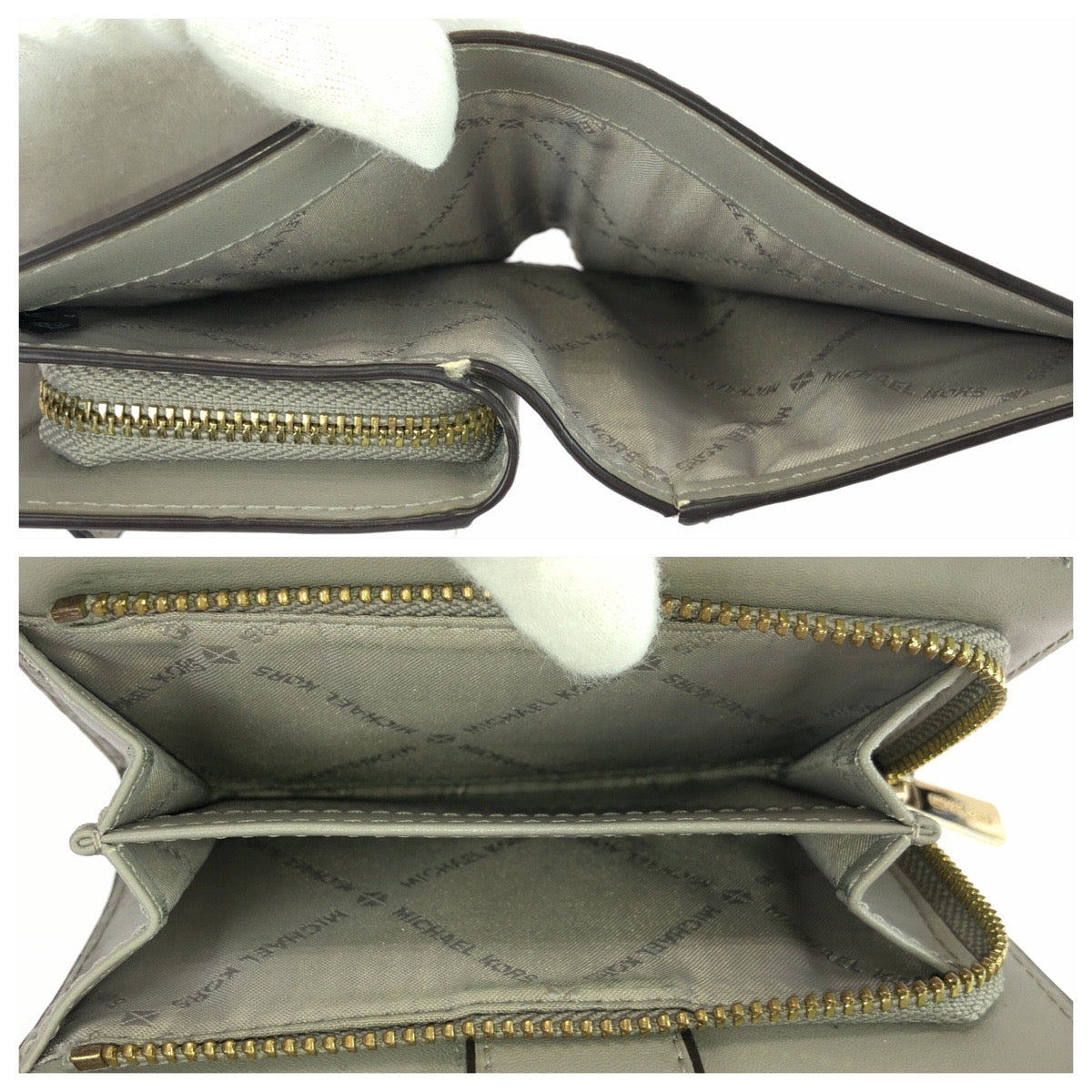 25988
Michael Kors マイケルコース JET SET TRAVEL ホワイト グレー ゴールド金具 PVC 35F8GTVF2B 折財布 コンパクトウォレット レディース ABP3