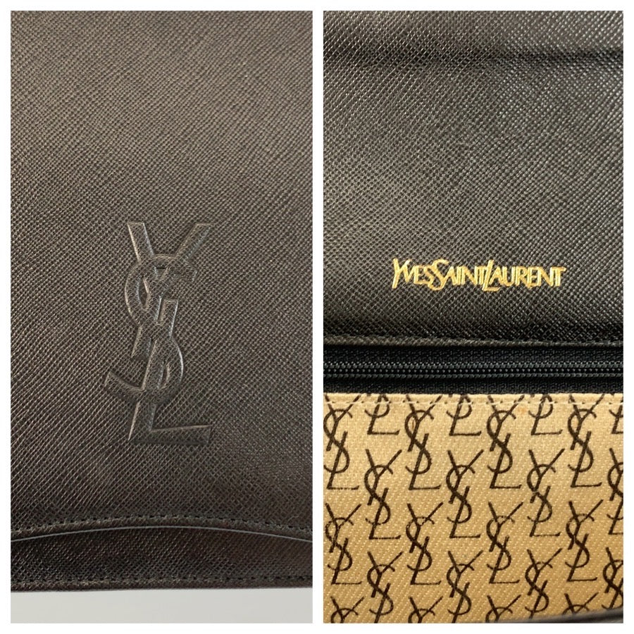 25991
YVES SAINT LAURENT イヴ サンローラン ヴィンテージ YSL ブラック 黒 レザー クラッチバッグ セカンドバッグ レディース A30