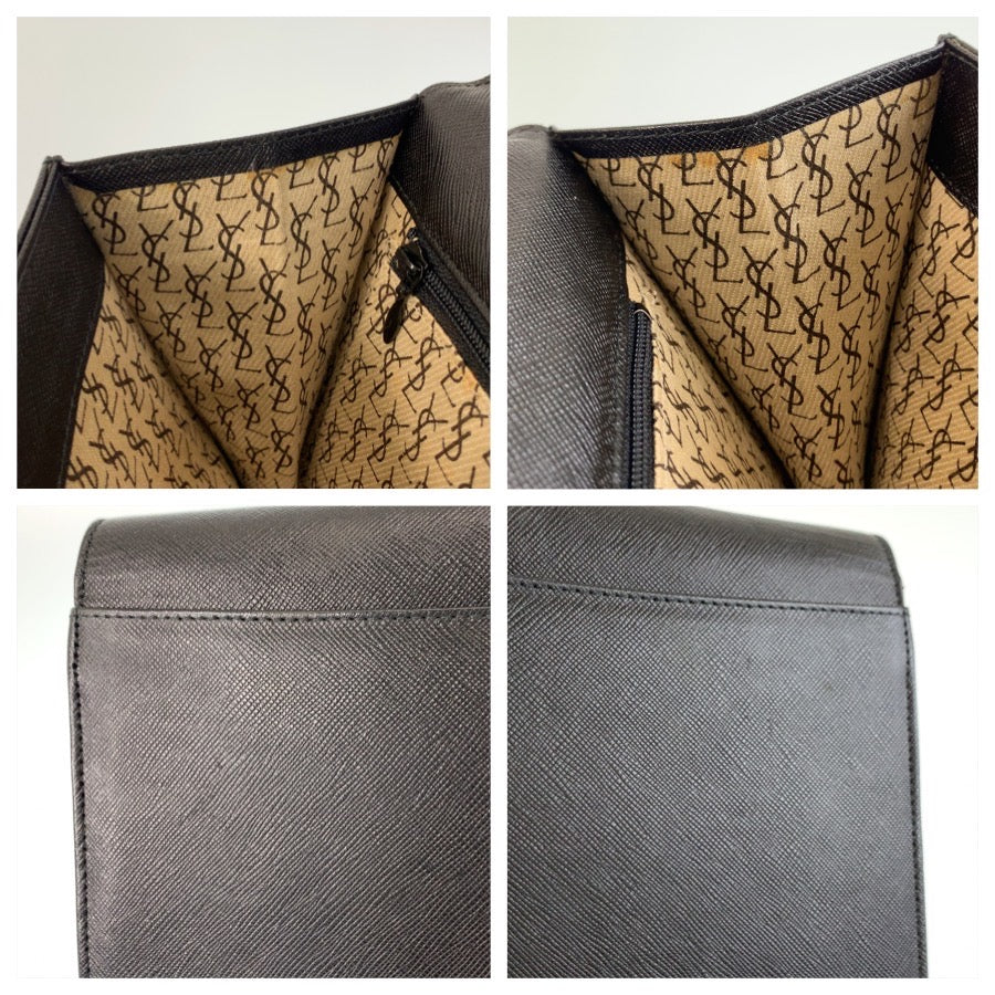 25991
YVES SAINT LAURENT イヴ サンローラン ヴィンテージ YSL ブラック 黒 レザー クラッチバッグ セカンドバッグ レディース A30