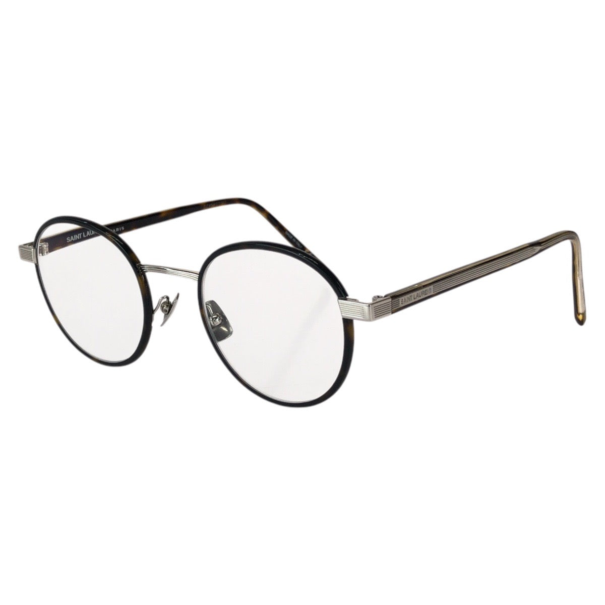 25992
SAINT LAURENT サンローラン ハバナ サイズ49□22-154 ブラウン シルバー金具 プラスチック / メタル SL 125 005 メガネ メガネフレームのみ レディース A14