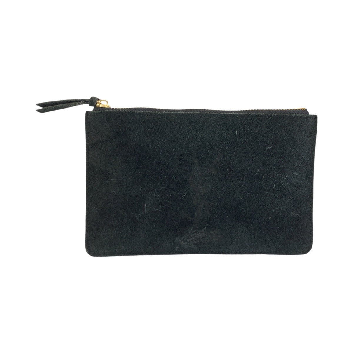 25994
YVES SAINT LAURENT イヴ サンローラン YSL ブラック 黒 ゴールド金具 スウェード ポーチ メイクポーチ 小物入れ レディース AB6