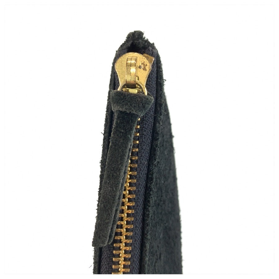 25994
YVES SAINT LAURENT イヴ サンローラン YSL ブラック 黒 ゴールド金具 スウェード ポーチ メイクポーチ 小物入れ レディース AB6