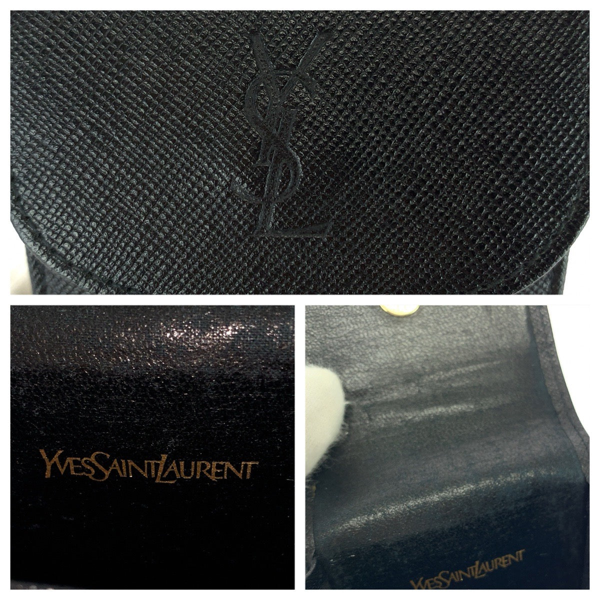 26066
YVES SAINT LAURENT イヴ サンローラン ヴィンテージ ブラック 黒 ゴールド金具 レザー シガレットケース 小物入れ 男女兼用 レディース ABP35