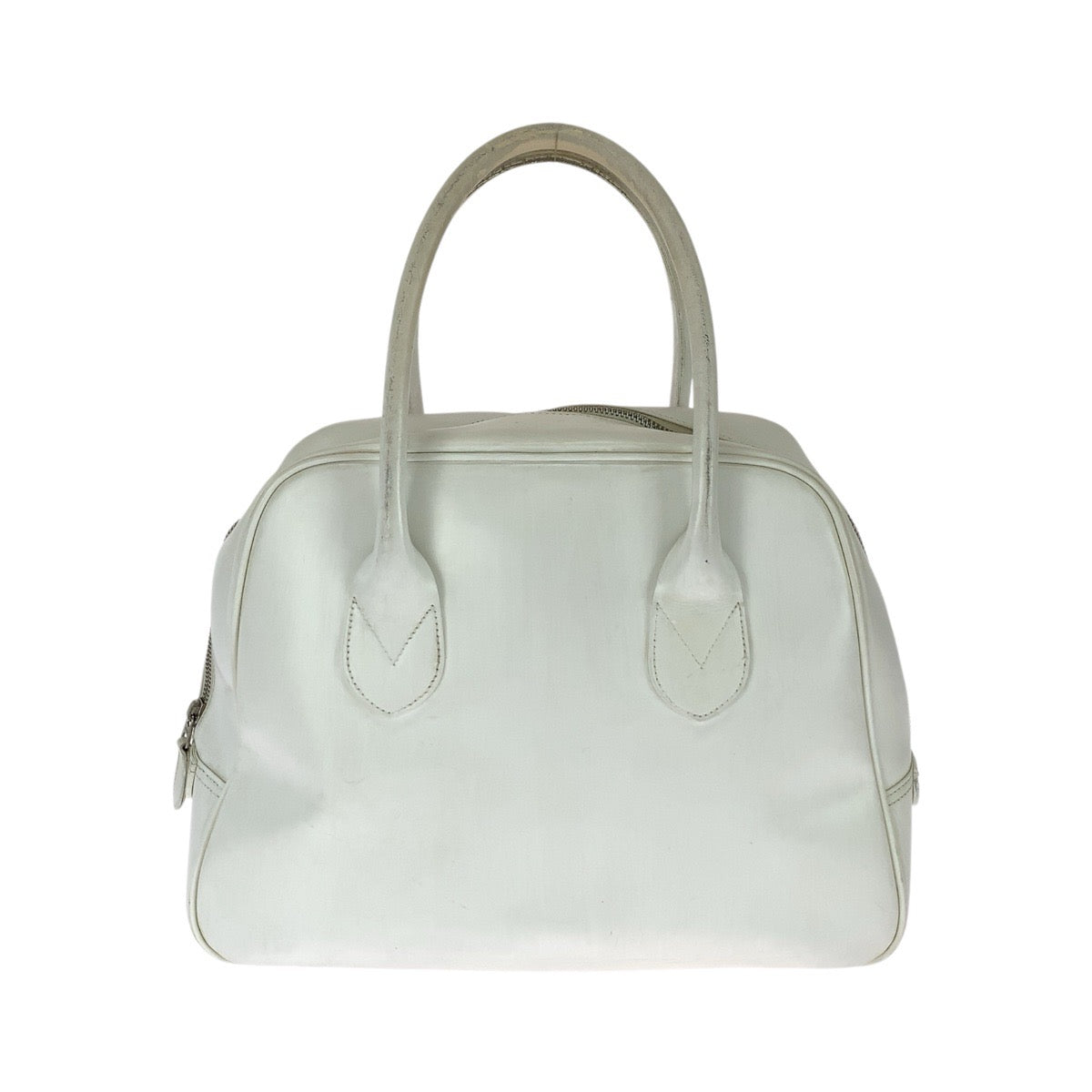 25998
COMME des GARCONS コムデギャルソン 青山バッグ オフホワイト シルバー金具 レザー OQ-K06 トートバッグ ミニボストンバッグ レディース B20