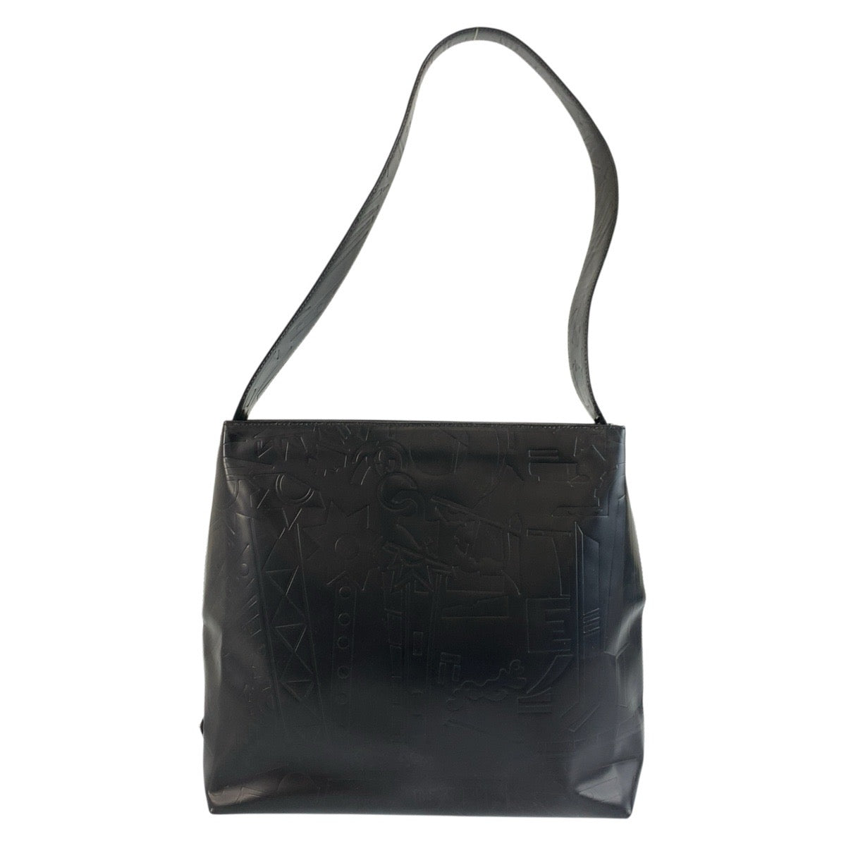 26002
PRADA プラダ 型押し 三角ロゴプレート ブラック 黒 パテントレザー ショルダーバッグ レディース ABP36