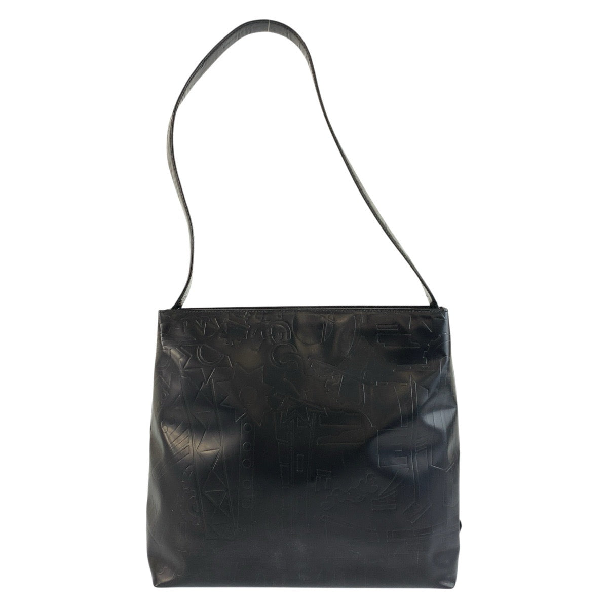 26002
PRADA プラダ 型押し 三角ロゴプレート ブラック 黒 パテントレザー ショルダーバッグ レディース ABP36