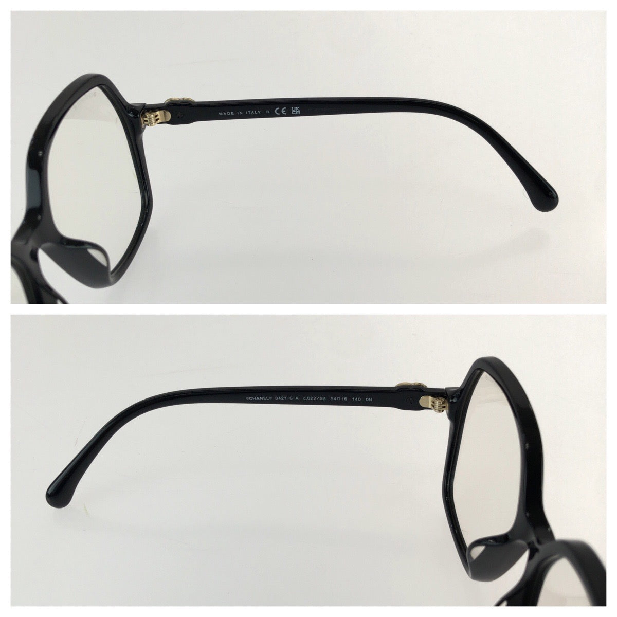 26004
CHANEL シャネル ココマーク サイズ54□16 ブラック 黒 ゴールド金具 プラスチック / メタル 3421-S-A サングラス メガネ 男女兼用 スクエア レディース SA36
