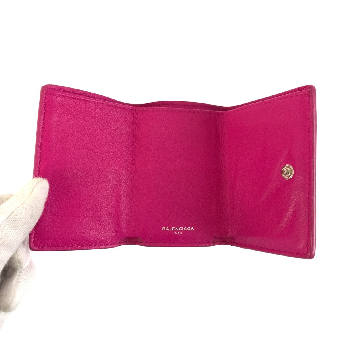 26008
BALENCIAGA バレンシアガ ペーパー ピンク レザー 391446 折り財布 コンパクトウォレット レディース ABP14