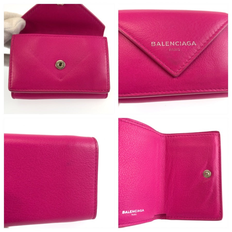 26008
BALENCIAGA バレンシアガ ペーパー ピンク レザー 391446 折り財布 コンパクトウォレット レディース ABP14