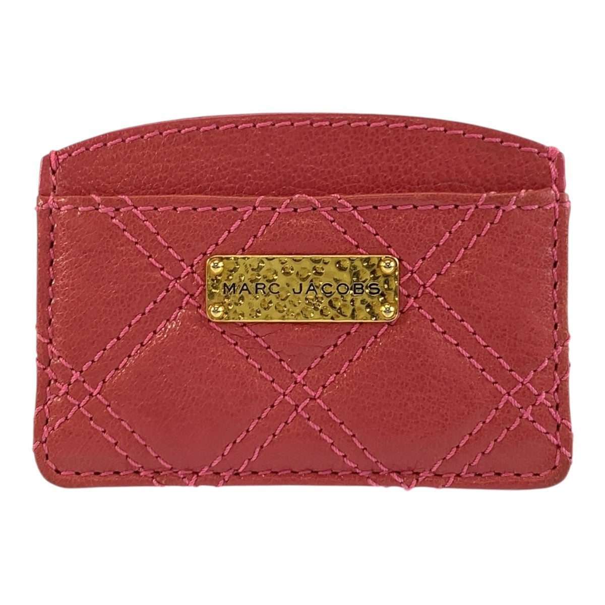 26009
MARC JACOBS マークジェイコブス キルティング ピンク ゴールド金具 レザー カードケース 名刺入れ レディース A2