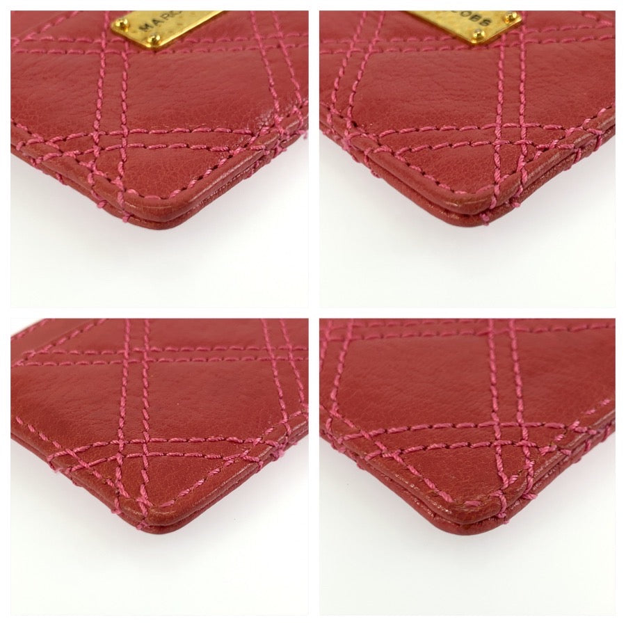 26009
MARC JACOBS マークジェイコブス キルティング ピンク ゴールド金具 レザー カードケース 名刺入れ レディース A2