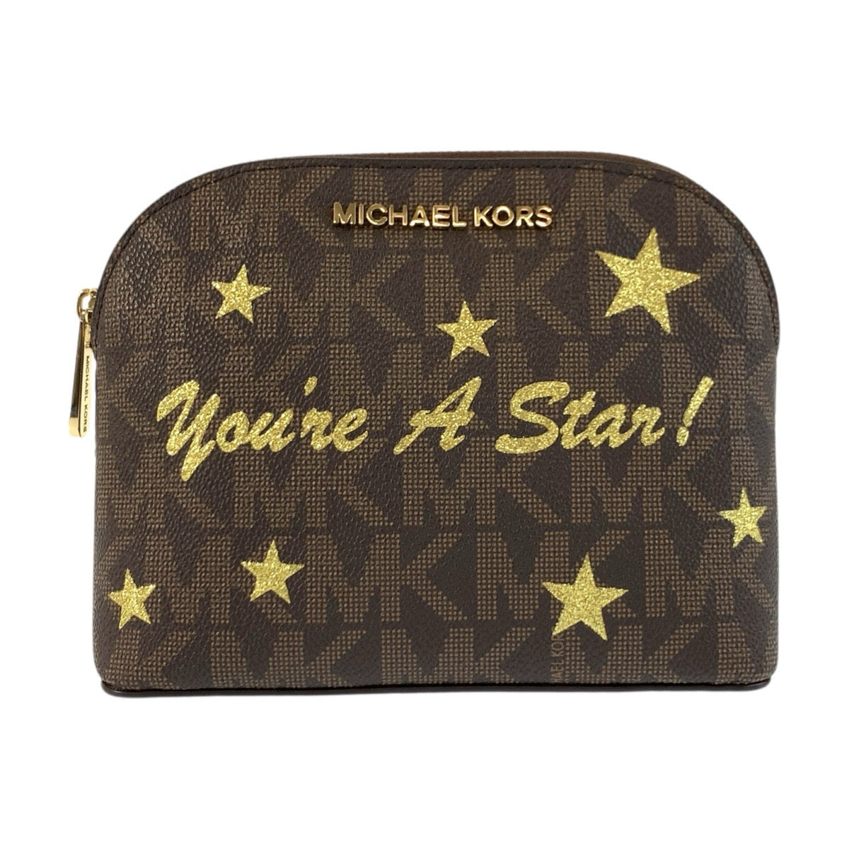 26012
Michael Kors マイケルコース MKシグネチャー 星 ブラウン ゴールド金具 PVC 35H7GIFU3M ポーチ メイクポーチ レディース A3