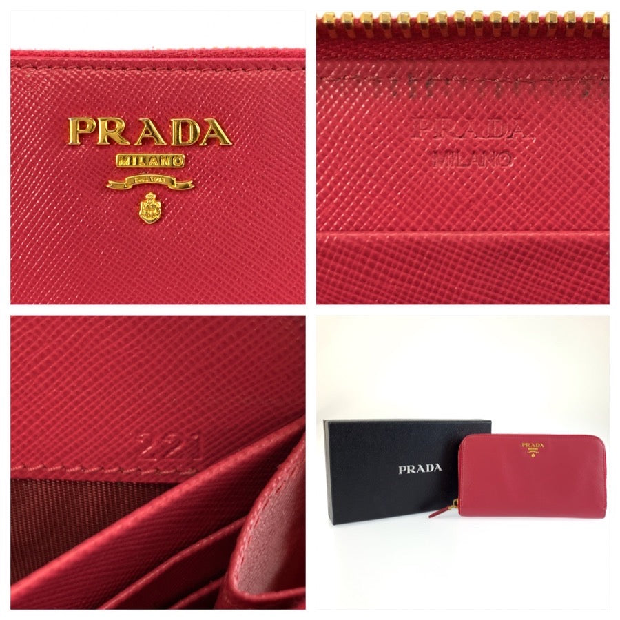 26013
PRADA プラダ サフィアーノ ピンク ゴールド金具 レザー 長財布 ロングウォレット レディース AB14