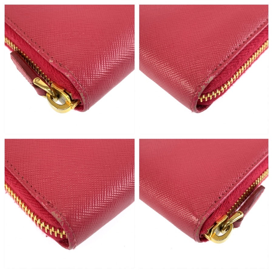 26013
PRADA プラダ サフィアーノ ピンク ゴールド金具 レザー 長財布 ロングウォレット レディース AB14