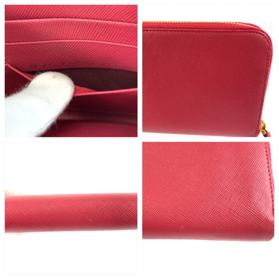 26013
PRADA プラダ サフィアーノ ピンク ゴールド金具 レザー 長財布 ロングウォレット レディース AB14