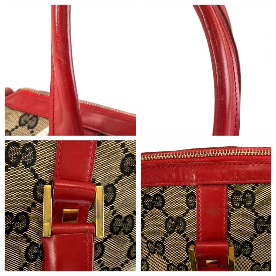 26017
GUCCI グッチ レッド ゴールド金具 GGキャンバス / レザー 001 0851 ハンドバッグ ボストンバッグ レディース AB35