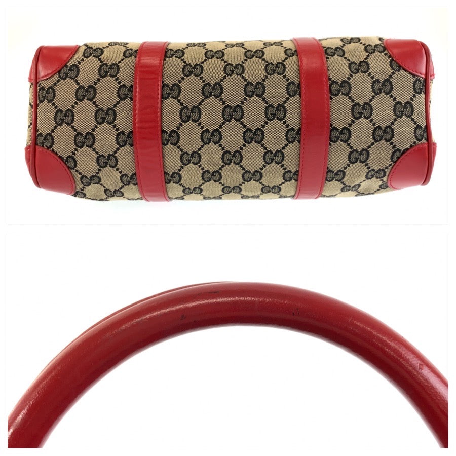 26017
GUCCI グッチ レッド ゴールド金具 GGキャンバス / レザー 001 0851 ハンドバッグ ボストンバッグ レディース AB35