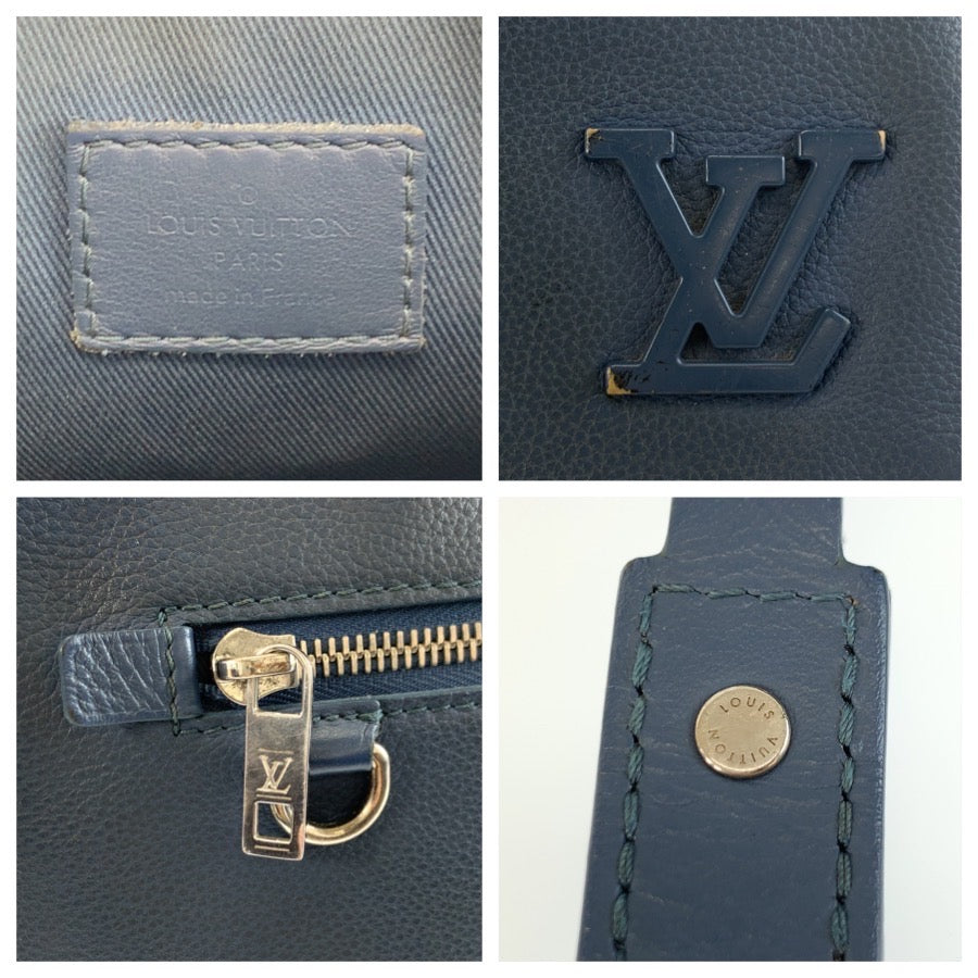 26020
LOUIS VUITTON ルイヴィトン LV アエログラム ポシェット IPAD ブルー シルバー金具 レザー M81029 クラッチバッグ セカンドバッグ メンズ AB49