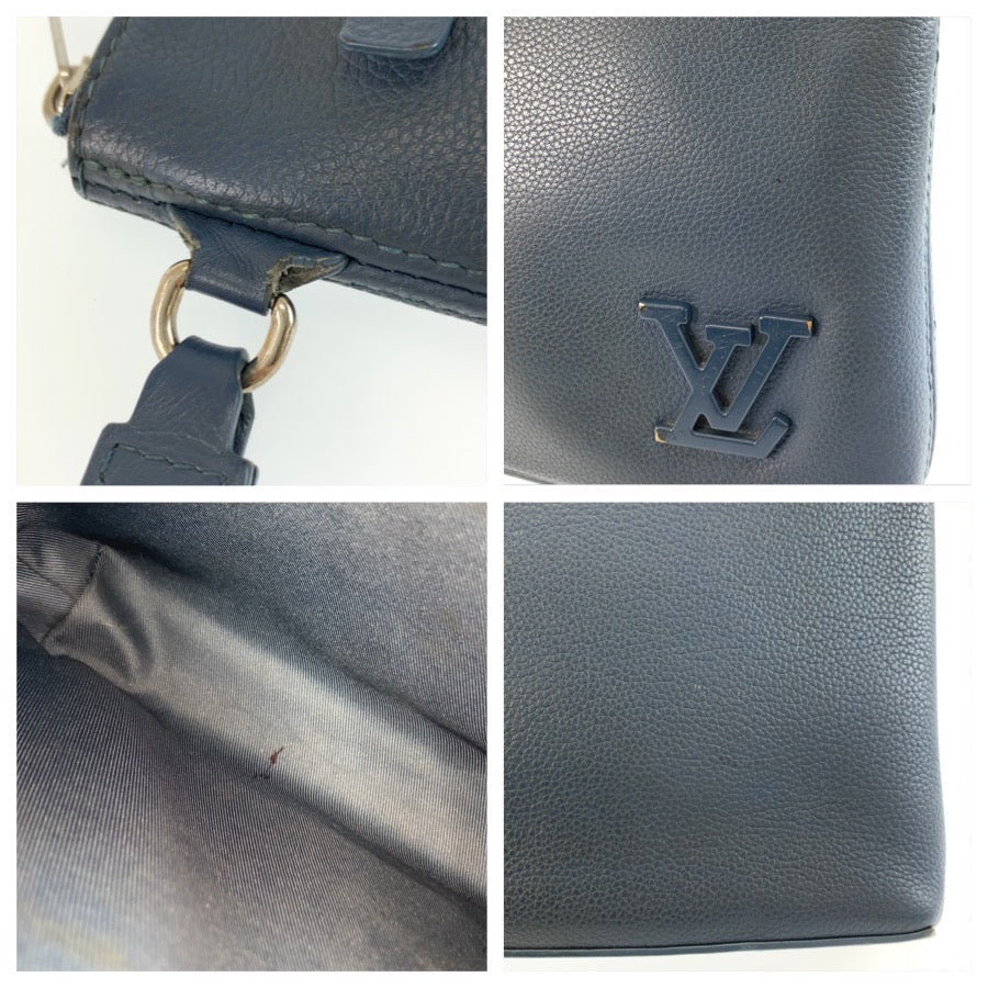 26020
LOUIS VUITTON ルイヴィトン LV アエログラム ポシェット IPAD ブルー シルバー金具 レザー M81029 クラッチバッグ セカンドバッグ メンズ AB49