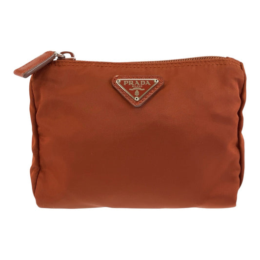 26022
PRADA プラダ テスート 三角ロゴプレート ブラウン シルバー金具 ナイロン コスメポーチ 小物入れ レディース AB9