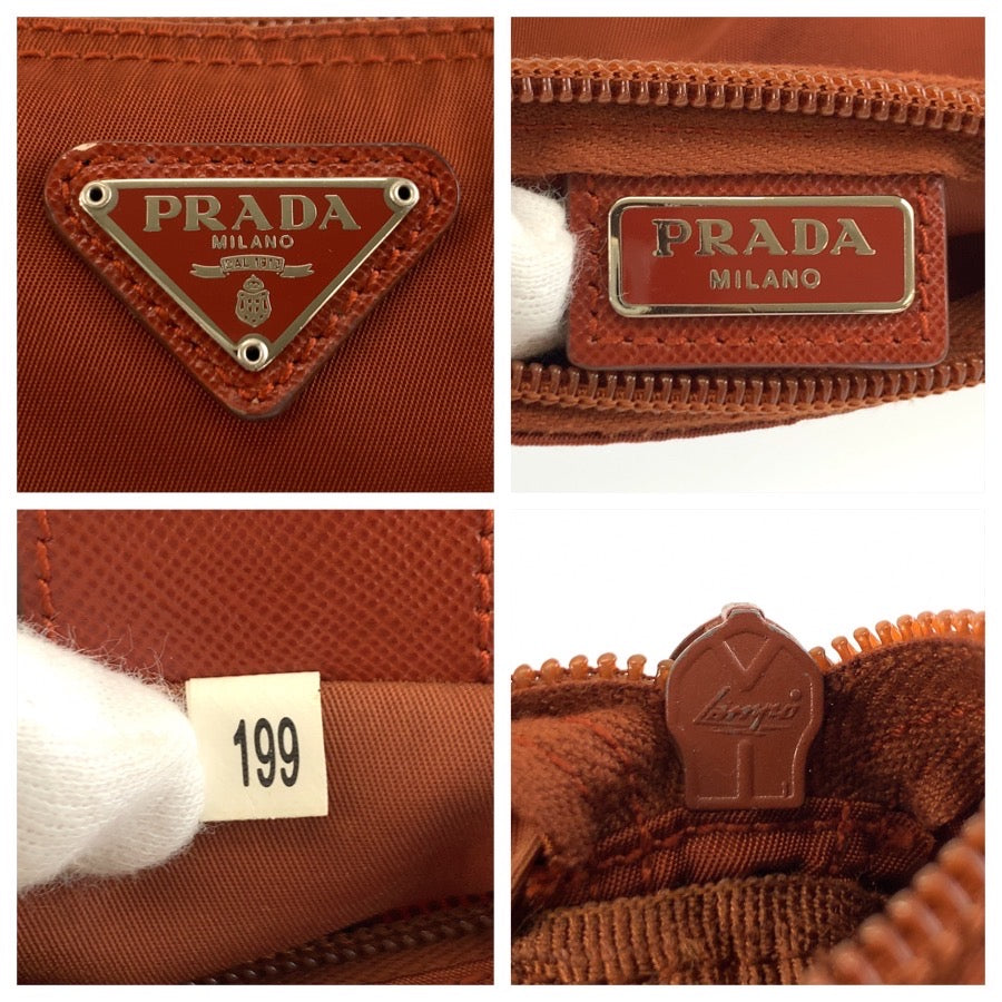 26022
PRADA プラダ テスート 三角ロゴプレート ブラウン シルバー金具 ナイロン コスメポーチ 小物入れ レディース AB9