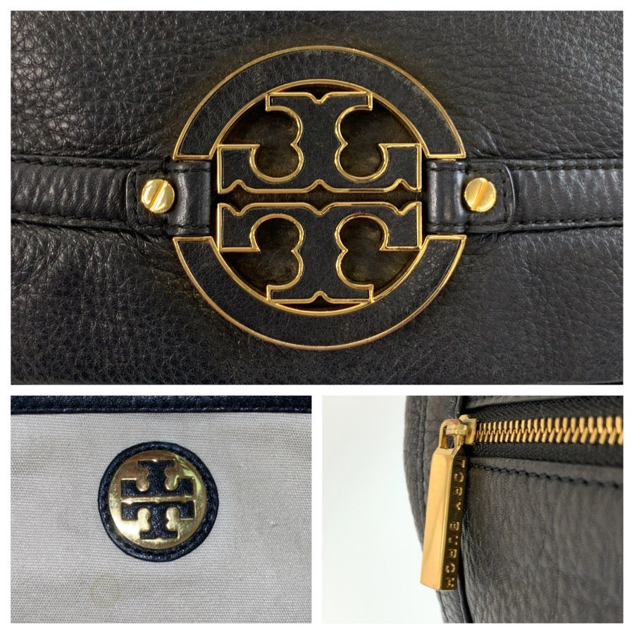 26023
Tory Burch トリーバーチ アマンダ フォールドオーバー ブラック 黒 ゴールド金具 レザー ショルダーバッグ クラッチバッグ レディース AB8
