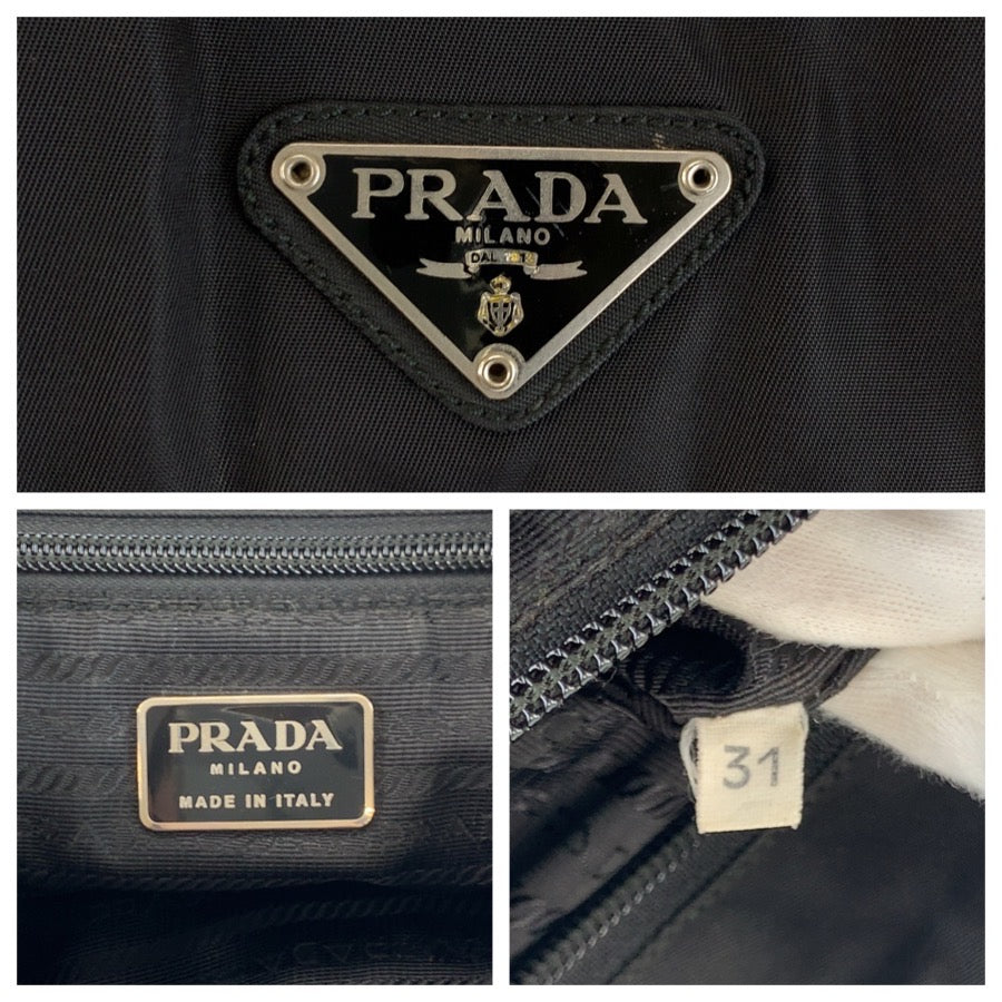 26025
PRADA プラダ テスート 三角ロゴプレート ブラック 黒 シルバー金具 ナイロン リュックサック バックパック レディース AB28