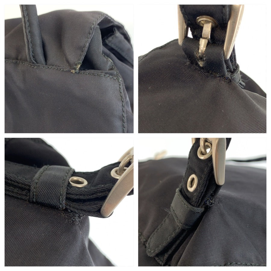 26025
PRADA プラダ テスート 三角ロゴプレート ブラック 黒 シルバー金具 ナイロン リュックサック バックパック レディース AB28