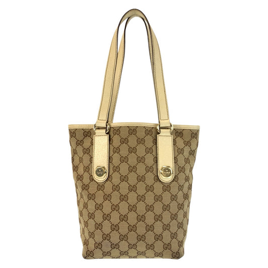 26027
GUCCI グッチ ベージュ アイボリー ゴールド金具 GGキャンバス / レザー 153361 トートバッグ ショルダーバッグ レディース AB28