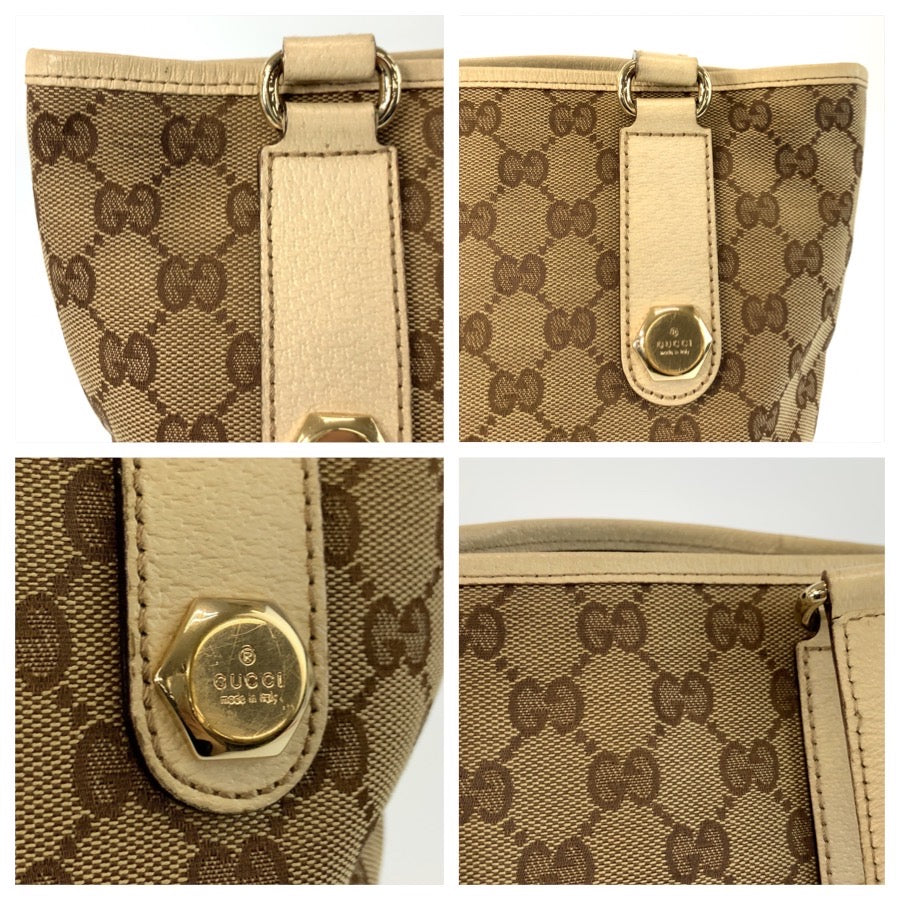 26027
GUCCI グッチ ベージュ アイボリー ゴールド金具 GGキャンバス / レザー 153361 トートバッグ ショルダーバッグ レディース AB28