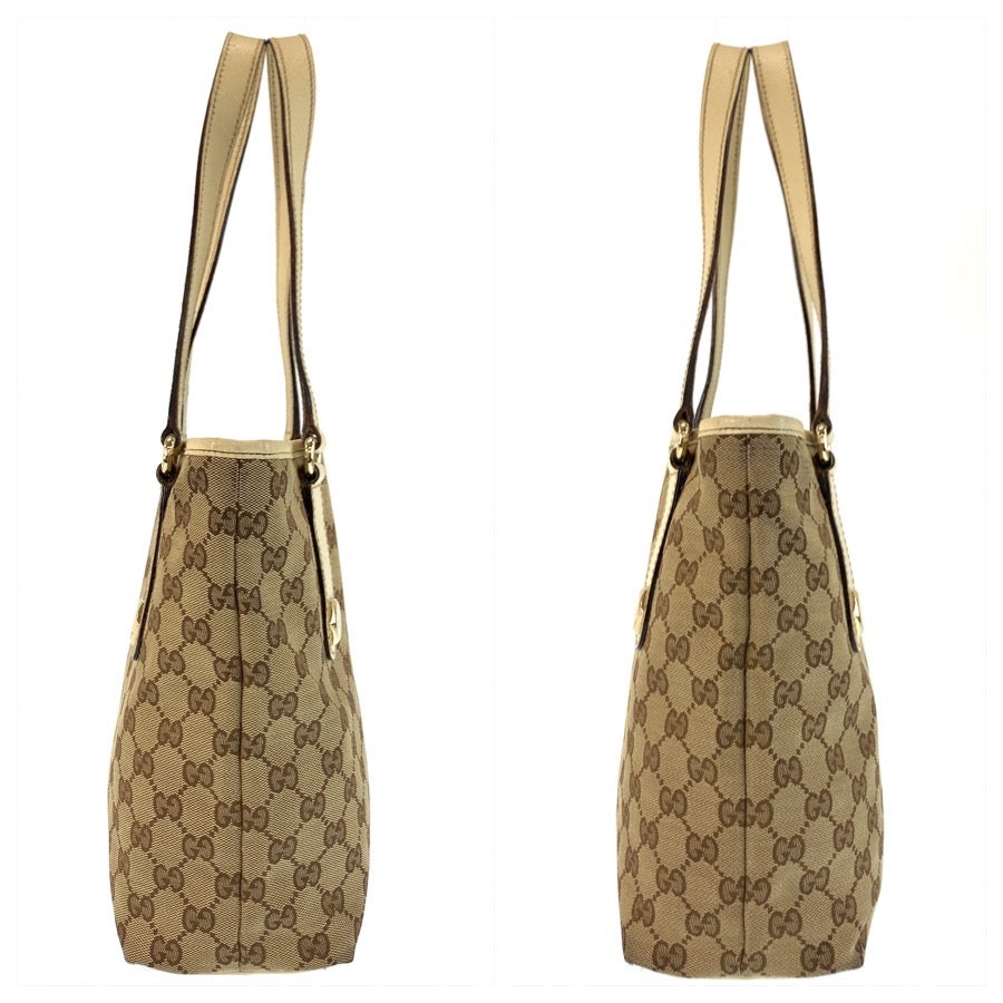 26027
GUCCI グッチ ベージュ アイボリー ゴールド金具 GGキャンバス / レザー 153361 トートバッグ ショルダーバッグ レディース AB28