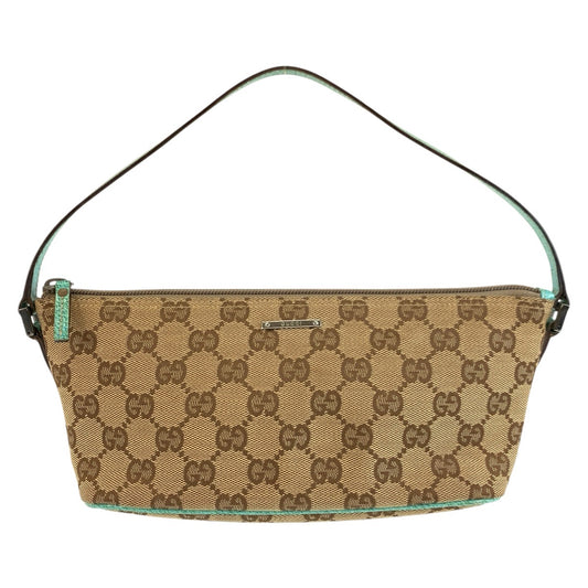 26028
GUCCI グッチ ベージュ グリーン GGキャンバス 07198 ハンドバッグ アクセサリーポーチ レディース ABP35