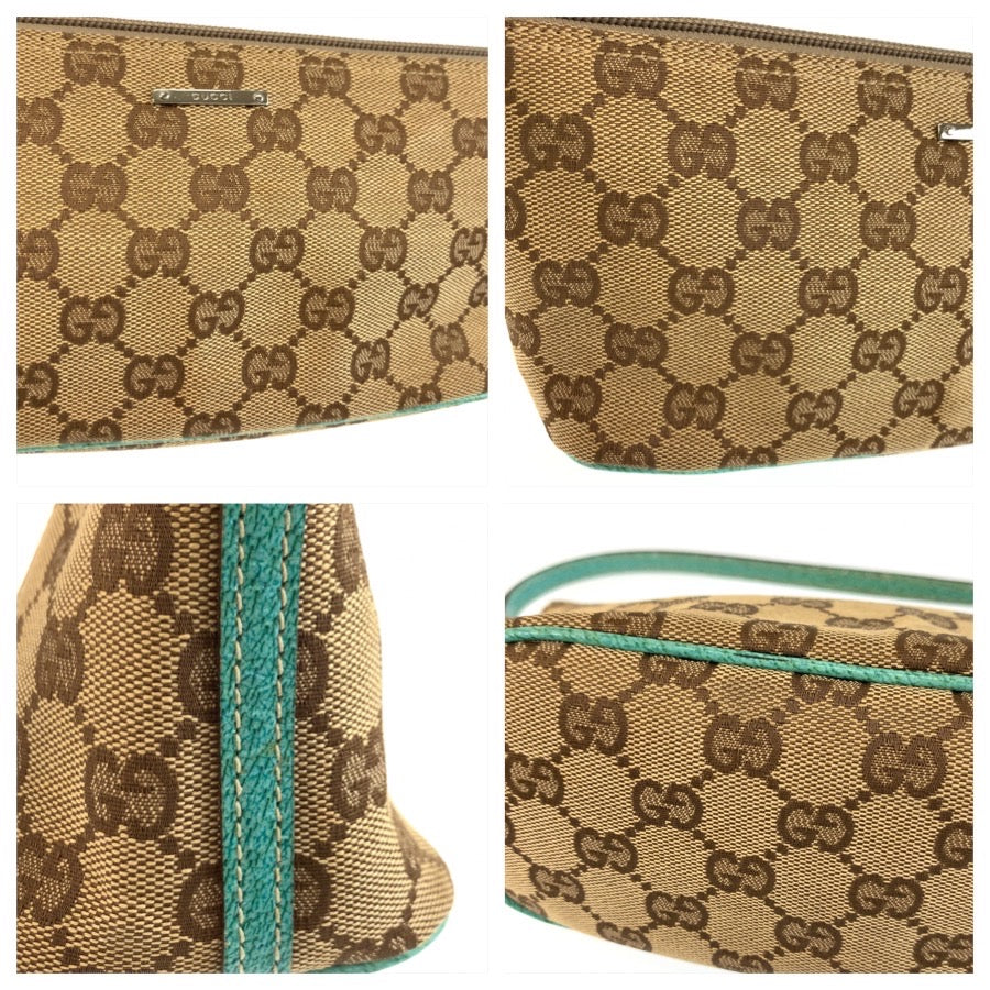 26028
GUCCI グッチ ベージュ グリーン GGキャンバス 07198 ハンドバッグ アクセサリーポーチ レディース ABP35