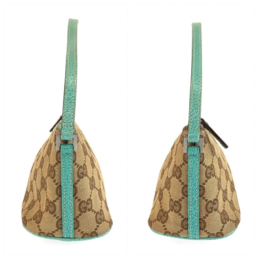 26028
GUCCI グッチ ベージュ グリーン GGキャンバス 07198 ハンドバッグ アクセサリーポーチ レディース ABP35