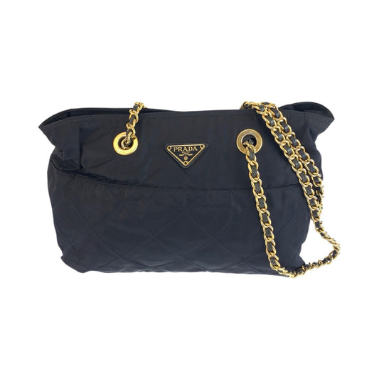 26034
PRADA プラダ ヴィンテージ テスート 三角ロゴプレート ネイビー ゴールド金具 ナイロン / レザー トートバッグ ショルダーバッグ レディース AB35