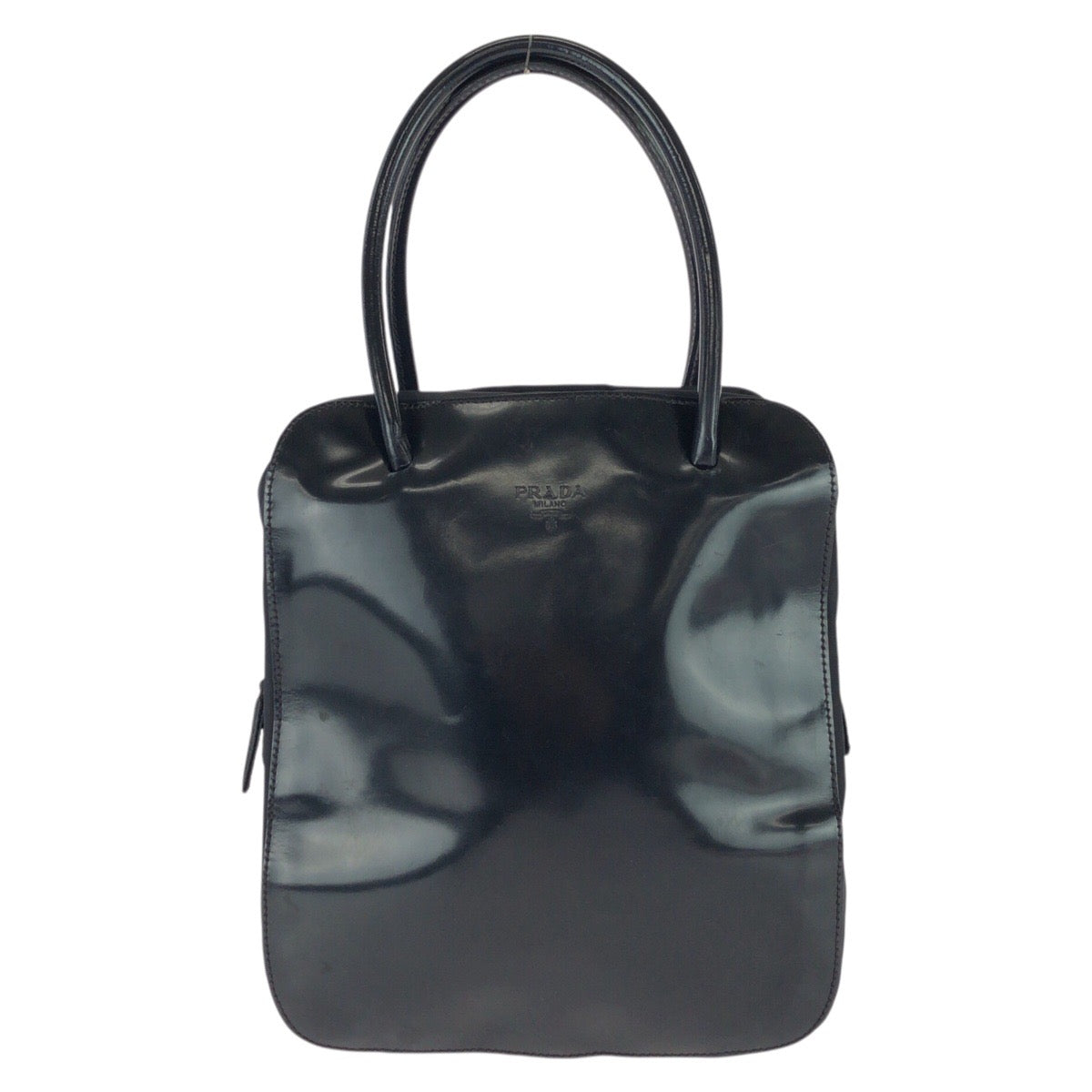 26037
PRADA プラダ ヴィンテージ テスート ブラック 黒 シルバー金具 パテントレザー / ナイロン トートバッグ レディース AB21