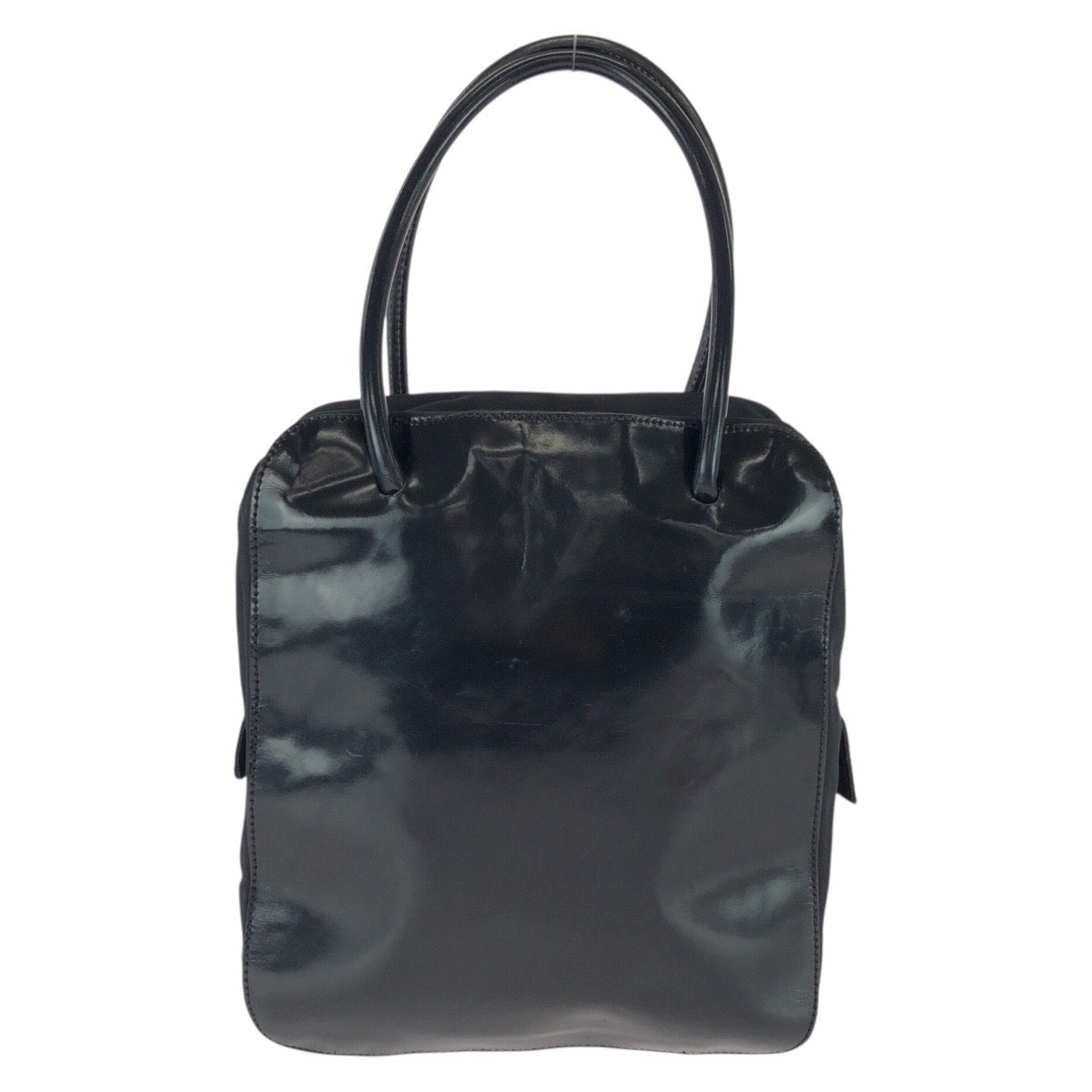 26037
PRADA プラダ ヴィンテージ テスート ブラック 黒 シルバー金具 パテントレザー / ナイロン トートバッグ レディース AB21